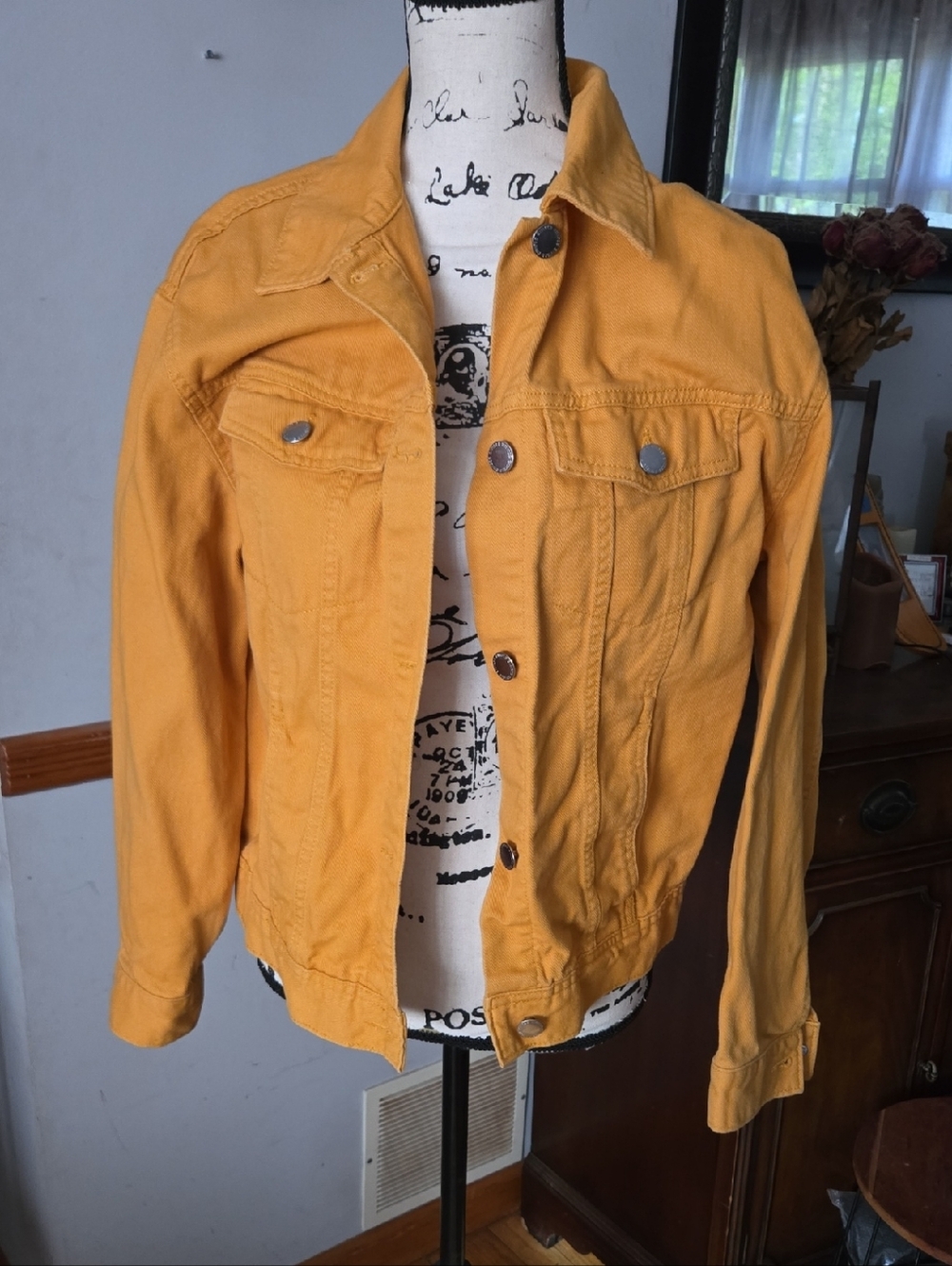 Divided Women's Yellow Denim Jacket - Button-Front Trucker